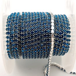 Łańcuszek taśma z kryształkami 2mm 30 cm Blue Zircon AA20