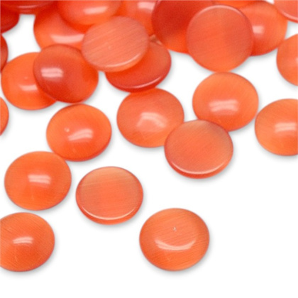 Kocie oko kaboszon szklany fi 12 mm 1 szt coral