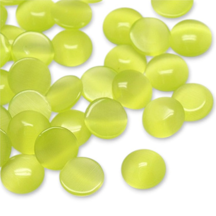 Kocie oko kaboszon szklany fi 12 mm 1 szt green yellow