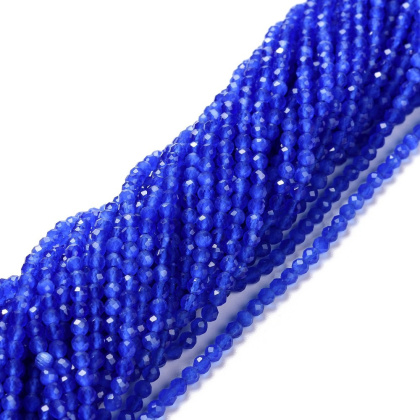 Kocie oko szklane fasetowane 3 mm sznur royal blue