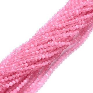 Kocie oko szklane fasetowane 3 mm sznur hot pink