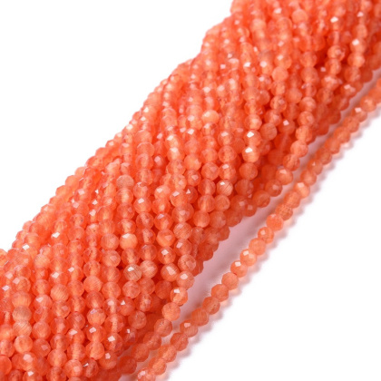 Kocie oko szklane fasetowane 3 mm sznur orange red