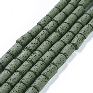 Lawa wulkaniczna walec 14x8 mm 4 szt olive