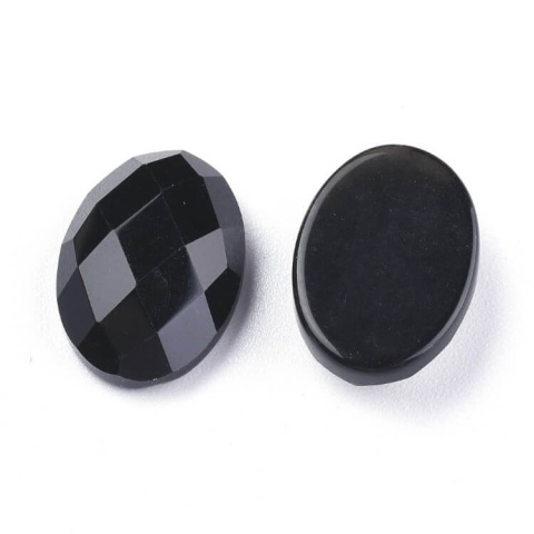 Onyks czarny agat kaboszon fasetowany 18x13 mm 1 szt Onyks czarny agat kaboszon fasetowany 18x13 mm 1 szt