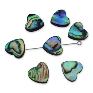 Paua abalone serce z dziurką 14x14 mm 1 szt.