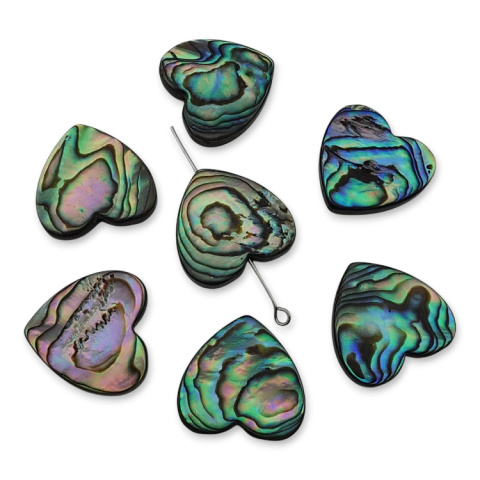 Paua abalone serce z dziurką 20x20 mm 1 szt.