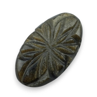 Obsydian złoty kaboszon carving 27x15 mm nr 24