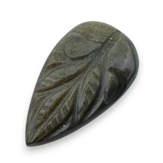 Obsydian złoty kaboszon carving 27x16 mm nr 46
