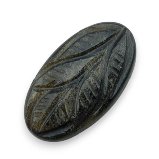 Obsydian złoty kaboszon carving 28x16 mm nr 47