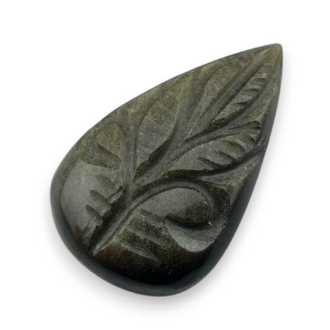 Obsydian złoty kaboszon carving 28x17 mm nr 28 Obsydian złoty kaboszon carving 28x17 mm nr 28