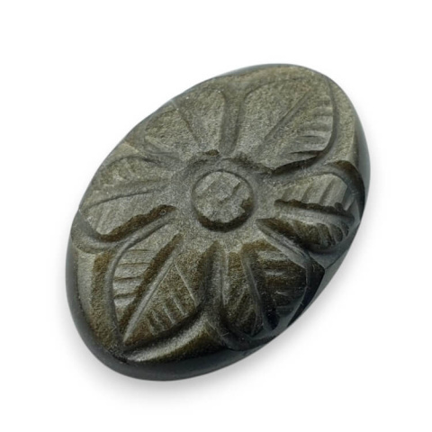 Obsydian złoty kaboszon carved 28x19 mm nr 10 Obsydian złoty kaboszon carved 28x19 mm nr 10