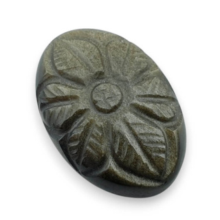 Obsydian złoty kaboszon carving 28x19 mm nr 10