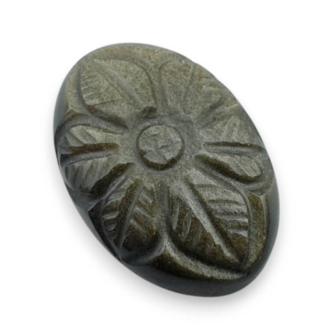 Obsydian złoty kaboszon carved 28x19 mm nr 10 Obsydian złoty kaboszon carved 28x19 mm nr 10