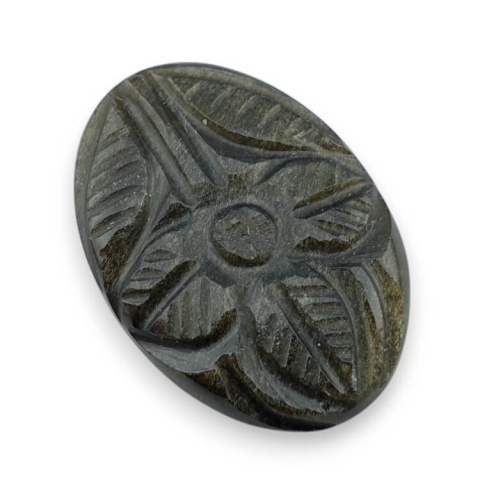 Obsydian złoty kaboszon carved 29x20 mm nr 30 Obsydian złoty kaboszon carved 29x20 mm nr 30