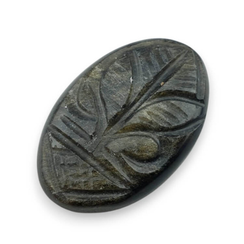 Obsydian złoty kaboszon carved 31x20 mm nr 45 Obsydian złoty kaboszon carved 31x20 mm nr 45