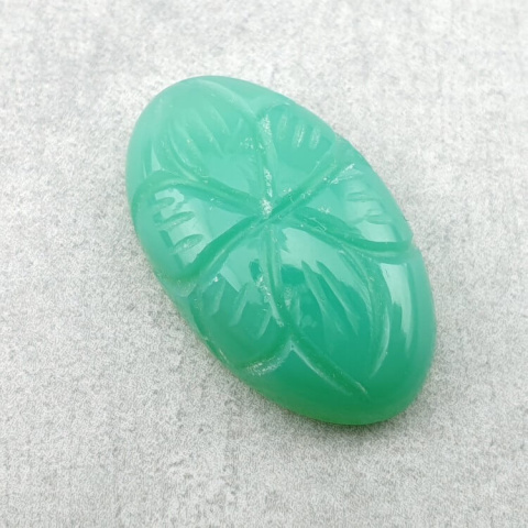 Chalcedon chryzo kaboszon carving 25x15 mm nr 18