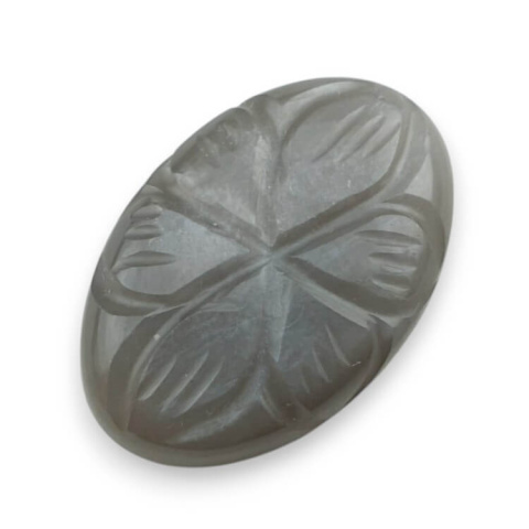 Kamień księżycowy szary kaboszon carving 23x15 mm nr 150 Kamień księżycowy szary kaboszon carving 23x15 mm nr 150