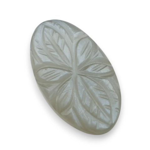 Kamień księżycowy szary kaboszon carved 26x15 mm nr 176 Kamień księżycowy szary kaboszon carved 26x15 mm nr 176