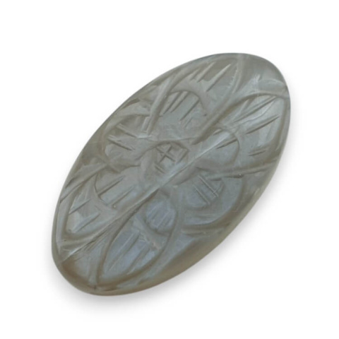 Kamień księżycowy szary kaboszon carving 31x17 mm nr 166 Kamień księżycowy szary kaboszon carving 31x17 mm nr 166