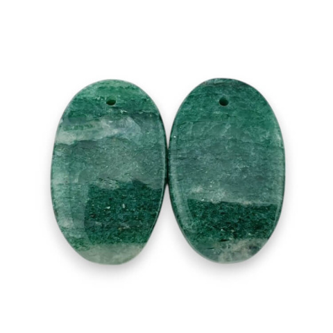Awenturyn zielony para kaboszonów z dziurką 23x5 mm nr P614 Awenturyn zielony para kaboszonów z dziurką 23x5 mm nr P614