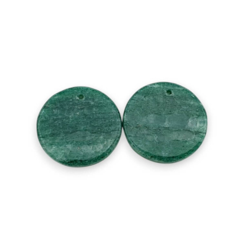 Awenturyn zielony para kaboszonów z dziurką fi 19 mm nr P613 Awenturyn zielony para kaboszonów z dziurką fi 19 mm nr P613