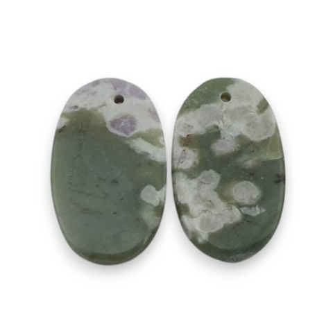 Jadeit peace para kaboszonów z dziurką 21x13 mm nr P542 Jadeit peace para kaboszonów z dziurką 21x13 mm nr P542