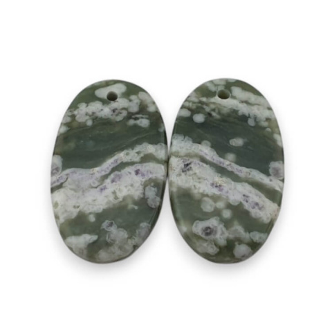 Jadeit peace para kaboszonów z dziurką 22x13 mm nr P549 Jadeit peace para kaboszonów z dziurką 22x13 mm nr P549