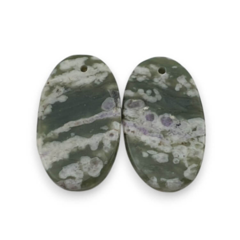 Jadeit peace para kaboszonów z dziurką 22x13 mm nr P549 Jadeit peace para kaboszonów z dziurką 22x13 mm nr P549