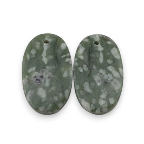 Jade peace pair of cabochons with hole 23x14 mm no P518 Jade peace pair of cabochons with hole 23x14 mm no P518