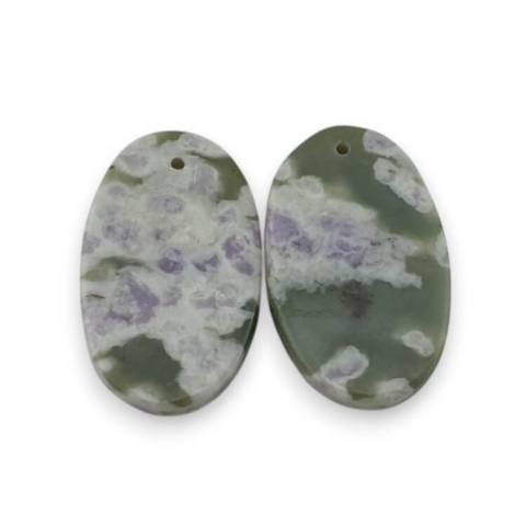 Jadeit peace para kaboszonów z dziurką 23x14 mm nr P533 Jadeit peace para kaboszonów z dziurką 23x14 mm nr P533