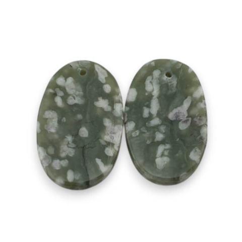 Jadeit peace para kaboszonów z dziurką 23x14 mm nr P561 Jadeit peace para kaboszonów z dziurką 23x14 mm nr P561