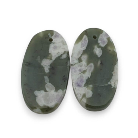 Jadeit peace para kaboszonów z dziurką 24x13 mm nr P547 Jadeit peace para kaboszonów z dziurką 24x13 mm nr P547