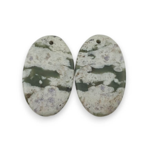 Jadeit peace para kaboszonów z dziurką 24x14 mm nr P529 Jadeit peace para kaboszonów z dziurką 24x14 mm nr P529