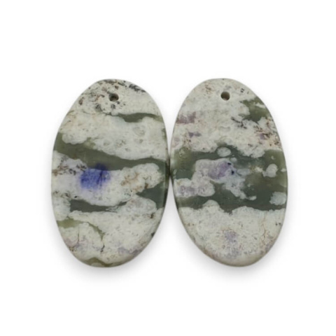 Jadeit peace para kaboszonów z dziurką 24x14 mm nr P529 Jadeit peace para kaboszonów z dziurką 24x14 mm nr P529