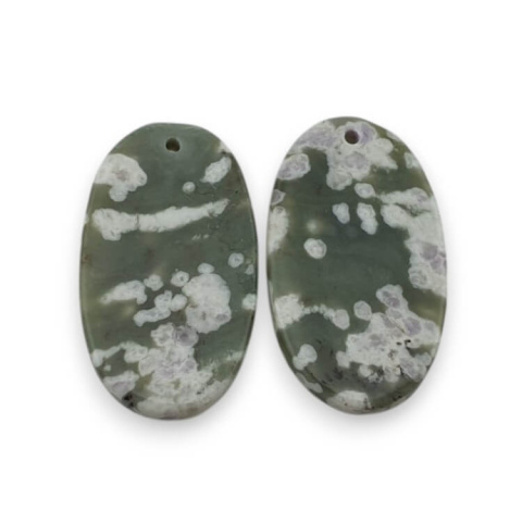 Jadeit peace para kaboszonów z dziurką 24x14 mm nr P550 Jadeit peace para kaboszonów z dziurką 24x14 mm nr P550