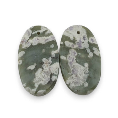 Jadeit peace para kaboszonów z dziurką 24x14 mm nr P555 Jadeit peace para kaboszonów z dziurką 24x14 mm nr P555