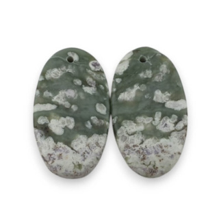 Jadeit peace para kaboszonów z dziurką 25x14 mm nr P515