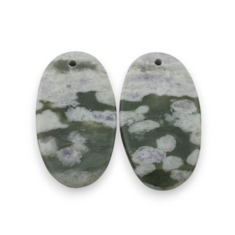 Jadeit peace para kaboszonów z dziurką 25x14 mm nr P558 Jadeit peace para kaboszonów z dziurką 25x14 mm nr P558