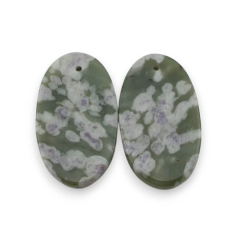 Jadeit peace para kaboszonów z dziurką 25x15 mm nr P545