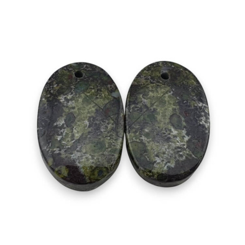 Jaspis smocza krew para kaboszonów z dziurką 20x13 mm nr P563 Jaspis smocza krew para kaboszonów z dziurką 20x13 mm nr P563