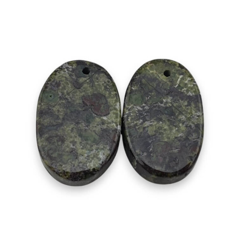 Jaspis smocza krew para kaboszonów z dziurką 20x13 mm nr P563 Jaspis smocza krew para kaboszonów z dziurką 20x13 mm nr P563