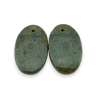 Jaspis smocza krew para kaboszonów z dziurką 23x14 mm nr P586