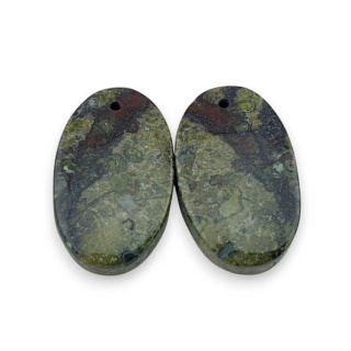 Jaspis smocza krew para kaboszonów z dziurką 23x14 mm nr P592