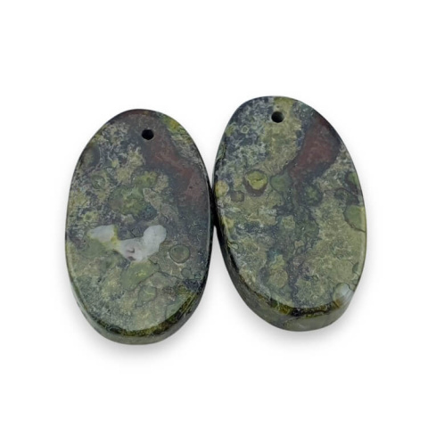 Jaspis smocza krew para kaboszonów z dziurką 23x14 mm nr P592 Jaspis smocza krew para kaboszonów z dziurką 23x14 mm nr P592