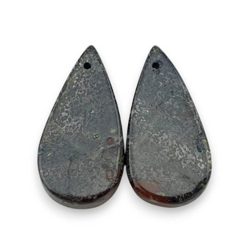 Jaspis smocza krew para kaboszonów z dziurką 24x12 mm nr P564 Jaspis smocza krew para kaboszonów z dziurką 24x12 mm nr P564