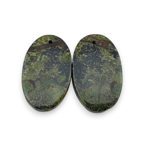 Jaspis smocza krew para kaboszonów z dziurką 24x14 mm nr P574 Jaspis smocza krew para kaboszonów z dziurką 24x14 mm nr P574