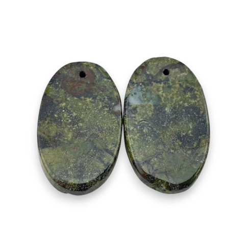 Jaspis smocza krew para kaboszonów z dziurką 24x14 mm nr P574 Jaspis smocza krew para kaboszonów z dziurką 24x14 mm nr P574