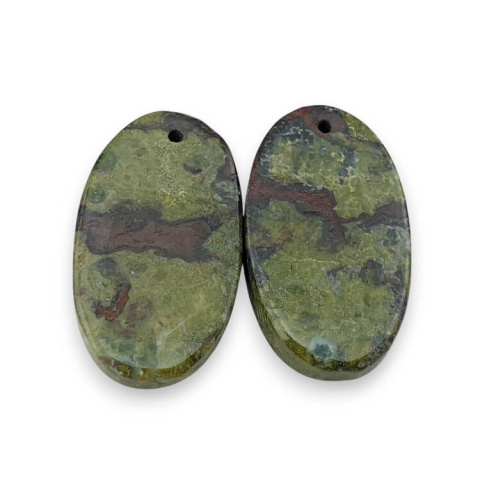 Jaspis smocza krew para kaboszonów z dziurką 24x14 mm nr P578 Jaspis smocza krew para kaboszonów z dziurką 24x14 mm nr P578