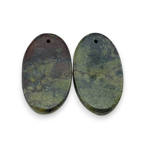 Jaspis smocza krew para kaboszonów z dziurką 24x14 mm nr P579 Jaspis smocza krew para kaboszonów z dziurką 24x14 mm nr P579