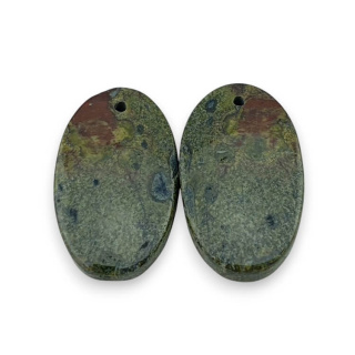 Jaspis smocza krew para kaboszonów z dziurką 24x14 mm nr P587